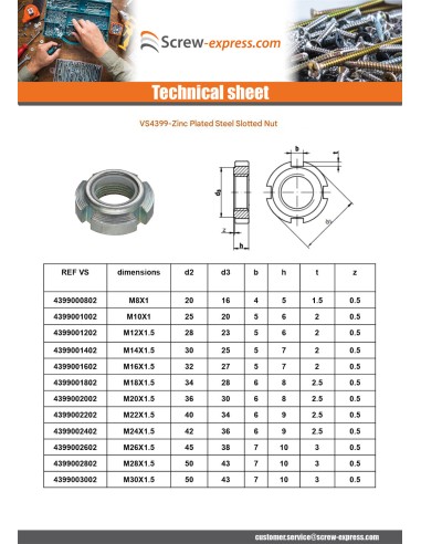 1 x Slotted nut Zinc Plated M18 Pitch 150