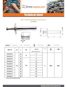 Blind Rivet GODRIVE MINOX Extra Large Head blind 4.8X12 2