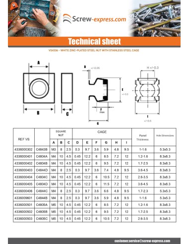 10 x Caged Nut Stainless Steel Zinc Plated...