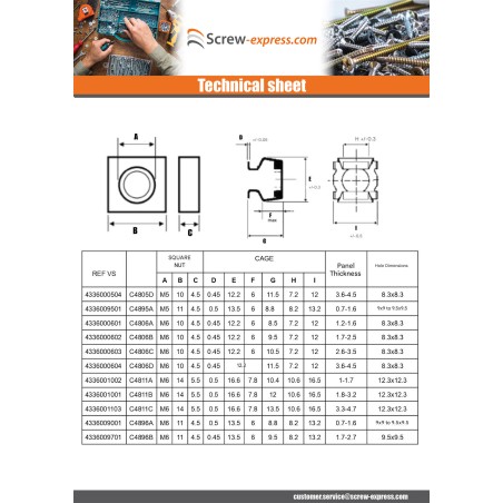 1 x Caged Nut Stainless Steel Zinc Plated C4800 M10 Thickness Material 4.8 to 6.2