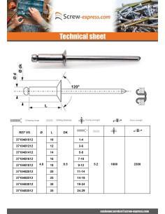 Peel Rivet GOSTAR Aluminum Steel Rod TRS 4X12 2