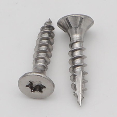 1 x Chipboard Screw Tekor Stainless Steel A2 Countersunk Head With Serration T25 5X20 Full Thread cut Type 17 Drilling
