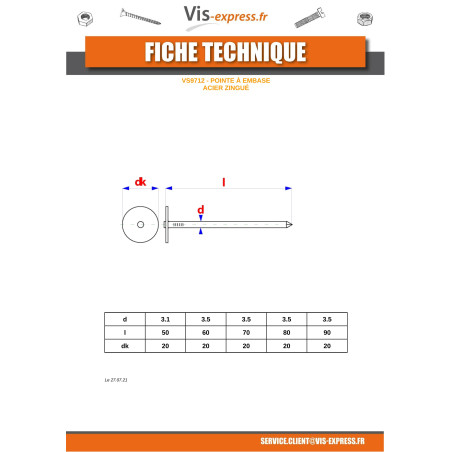 1 x Kg of nails Flange ROUND Head Diameter: 20 Zinc Plated 3.1X50