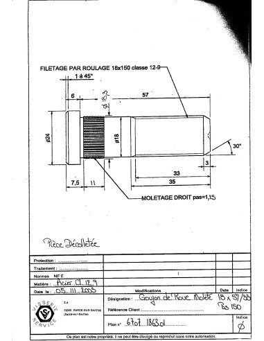1 x Stud WHEEL MOLET M18X57 Thread Length: 33...