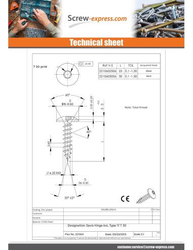 1 x Chipboard Screw Tekor Screw Truss 6X25...