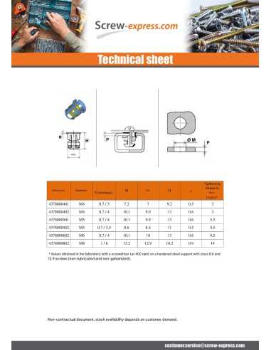 1 x Nut Caged Round M6 Thickness Material 0.7...
