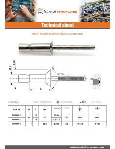 Rivet Steel/ steel HIBOLT Countersunk Head 4.8X16... 2