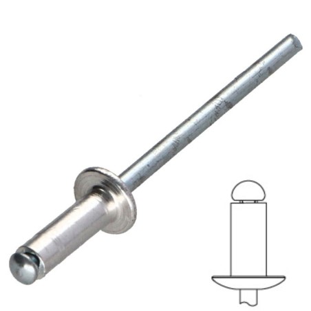 1 x Blind rivets Aluminium Stahlgewinde 4.8X25 Standard round head Ral7035/Light Grey