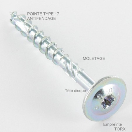 1 x Chipboard Screw Disc Head Screw T40 10X100 Zinc Plated