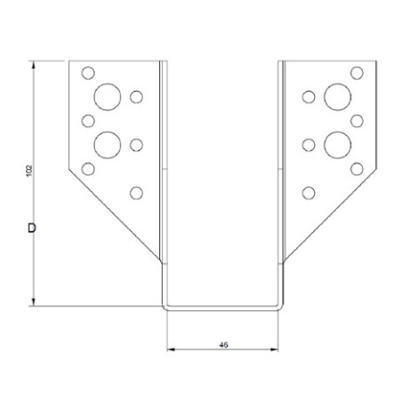 1 x Joist hanger U-shaped to Wings External 46X102 Black Zinc Plated