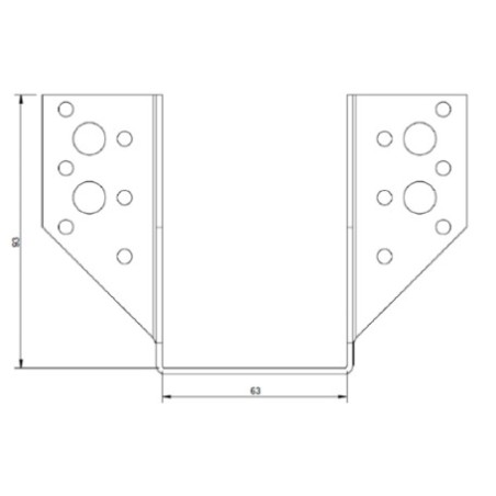 1 x Joist hanger U-shaped to Wings External 63X98 Black Zinc Plated