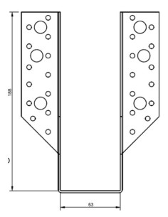 Joist hanger U-shaped to Wings External 63X188 Black Zinc... 2