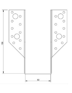 Joist hanger U-shaped to Wings External 63X158 Black Zinc... 2
