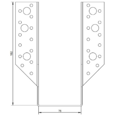 1 x Joist hanger U-shaped to Wings External 75X182 Black Zinc Plated