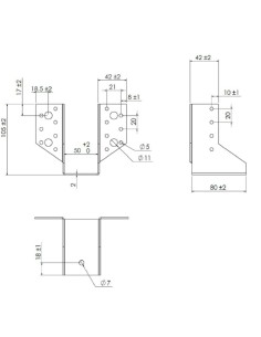 Joist hanger U-shaped to Wings External 50X100 Black Zinc... 2