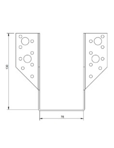 Joist hanger U-shaped to Wings External 75X130 Black Zinc... 2