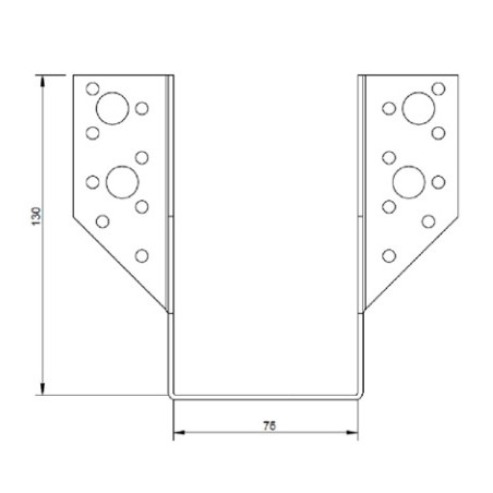 1 x Joist hanger U-shaped to Wings External 75X130 Black Zinc Plated