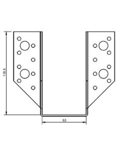 Joist hanger U-shaped to Wings External 63X118 Black Zinc... 2