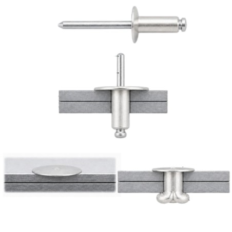 1 x Blind Rivet All Stainless Steel Extra Large Head 4.8X12 Thickness Of Panel 5 to 7