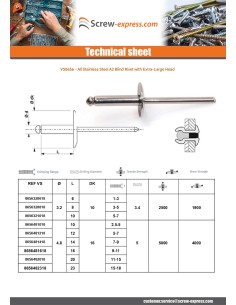 Rivet AL/A4 Extra Large Head 4.8X12 Ral9010/Pure White 2