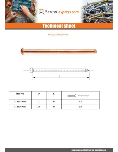 1 x Bodywork nail Cover 2.5X50