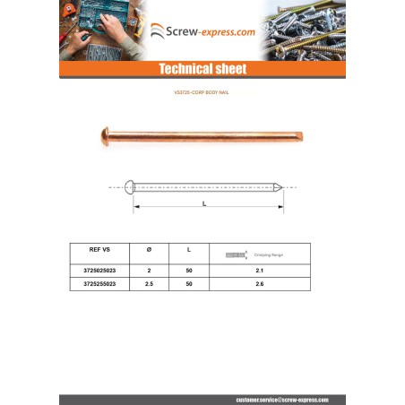 1 x Bodywork nail Cover 2.5X50