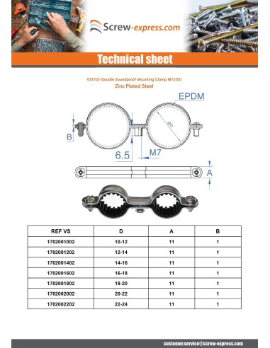 1 x Double soundproof fixing collar M7X150...