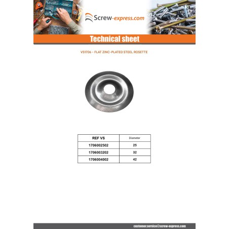 1 x Flat rosette 32 Zinc Plated