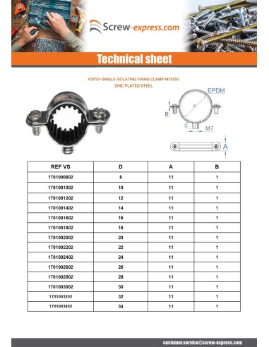 1 x Simple soundproof fixing collar M7X150...