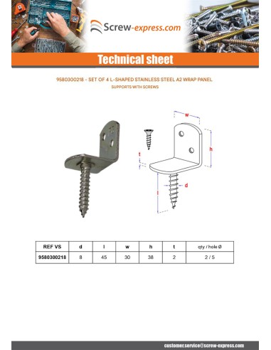 1 x Set of 4 L-shaped brackets for woven panels...