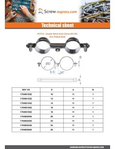Double metal hose clamp M7X150 Diameter 18 Zinc Plated 2