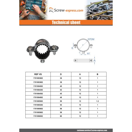 1 x Simple soundproof fixing collar M7X150 Diameter 30 Zinc Plated