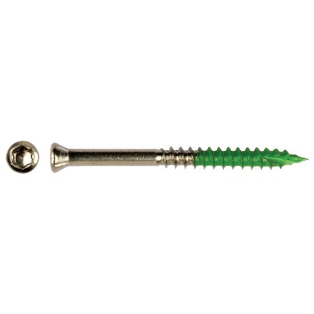 1 x Decking Screw Countersunk Head T25 5.5X60 Thread Length: 32 Stainless Steel A4 antifriction Green