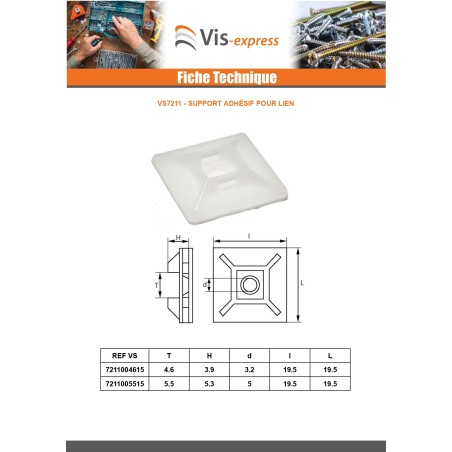 1 x Cable Tie Mounts - Adhesive-Backed 5.5