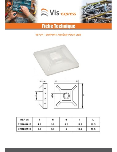 1 x Cable Tie Mounts - Adhesive-Backed 4.6