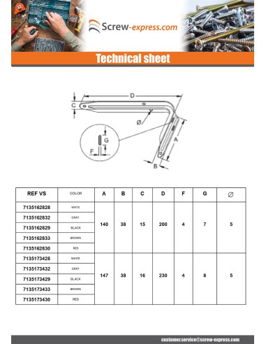 1 x Shelf bracket 218X380 Grey