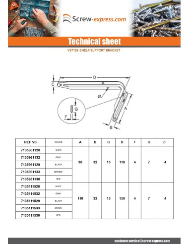 1 x Shelf bracket 218X380 White