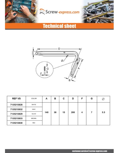 1 x Shelf bracket 140X200 Black