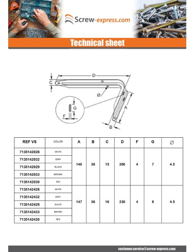 1 x Shelf bracket 140X200 White