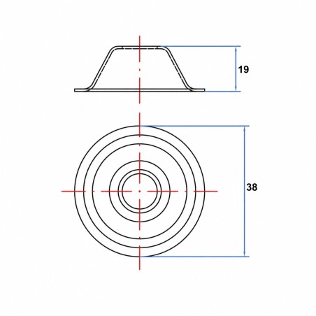 1 x Conical rosette 19X38 Zinc Plated