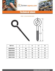 Piton Wood Stainless Steel A4 Black 6X62 Thread Length:... 2