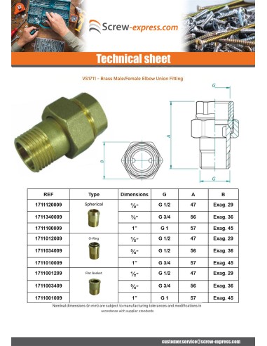 1 x Straight union fitting figure 331 flat...