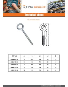 Piton Wood Stainless Steel A4 10X125 Thread Length: 76... 2