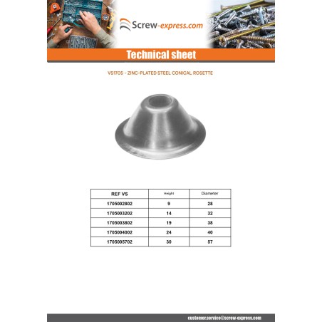 1 x Conical rosette 14X32 Zinc Plated