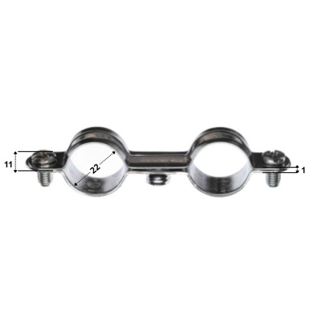 1 x Double metal hose clamp M7X150 Diameter 22 Zinc Plated