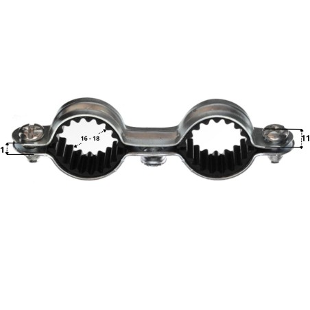 1 x Double soundproof fixing collar M7X150 Diameter 16 Zinc Plated