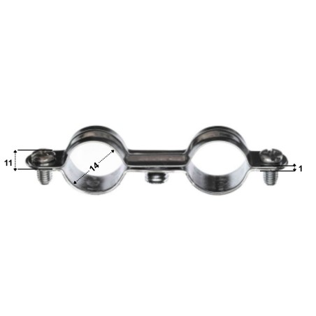 1 x Double metal hose clamp M7X150 Diameter 14 Zinc Plated
