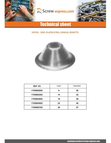 1 x Conical rosette 30X57 Zinc Plated