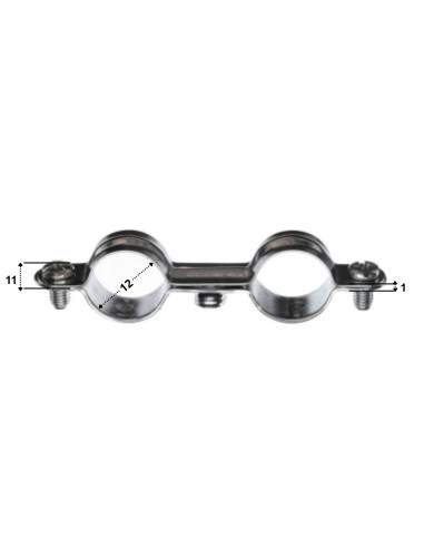1 x Double metal hose clamp M7X150 Diameter 12...