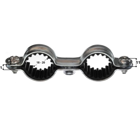 1 x Double soundproof fixing collar M7X150 Diameter 18 Zinc Plated